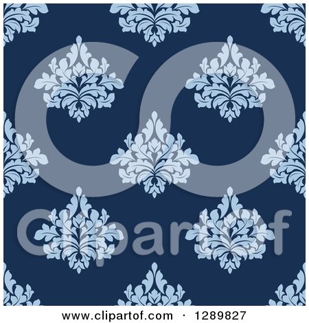 Clipart of a Background Pattern of Seamless Blue Damask - Royalty Free Vector Illustration by Vector Tradition SM
