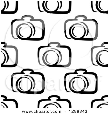 Clipart of a Seamless Black and White Camera Background Pattern 2 - Royalty Free Vector Illustration by Vector Tradition SM