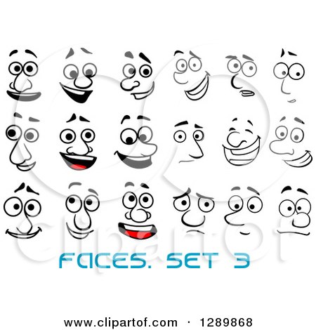 Clipart of Faces with Different Expressions and Text 2 - Royalty Free Vector Illustration by Vector Tradition SM