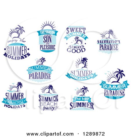 Clipart of Blue Summer Designs 2 - Royalty Free Vector Illustration by Vector Tradition SM