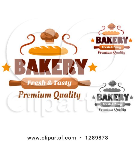 Clipart of Bread and Rolling Pin Bakery Text Designs - Royalty Free Vector Illustration by Vector Tradition SM