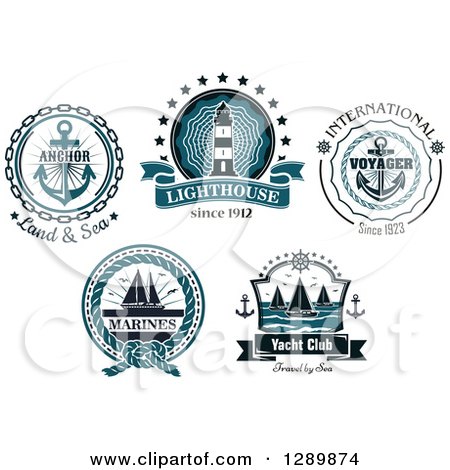 Clipart of Teal Nautical Maritime Designs 2 - Royalty Free Vector Illustration by Vector Tradition SM