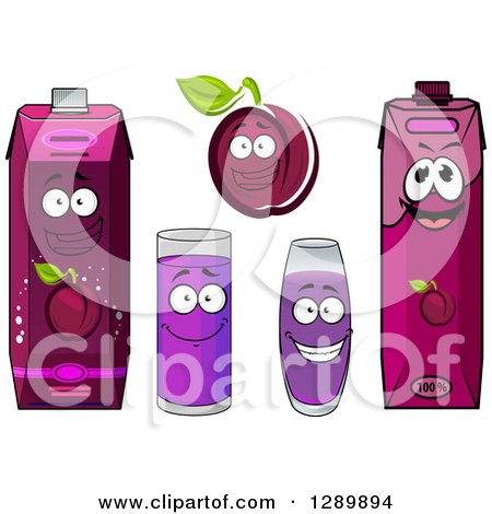 Clipart of Plum and Prune Juice Characters - Royalty Free Vector Illustration by Vector Tradition SM