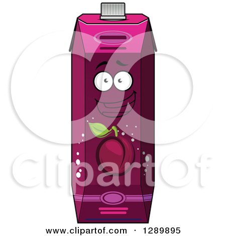 Clipart of a Happy Prune or Plum Juice Carton - Royalty Free Vector Illustration by Vector Tradition SM