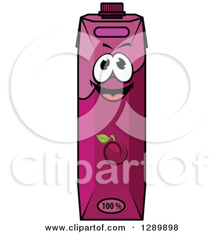 Clipart of a Happy Prune or Plum Juice Carton 2 - Royalty Free Vector Illustration by Vector Tradition SM