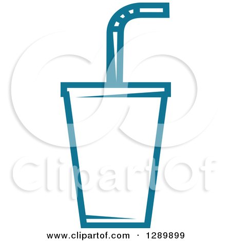 Clipart of a Teal Fountain Soda Cup and Curved Straw - Royalty Free Vector Illustration by Vector Tradition SM