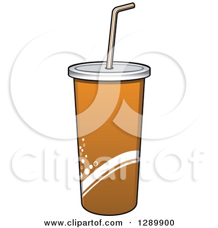 Clipart of a Brown and Orange Fountain Soda Cup - Royalty Free Vector Illustration by Vector Tradition SM