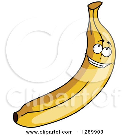 Clipart of a Happy Banana Character Looking Upwards - Royalty Free Vector Illustration by Vector Tradition SM