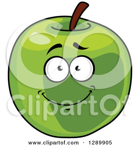 Clipart of a Happy Smiling Green Apple Cartoon Character - Royalty Free Vector Illustration by Vector Tradition SM