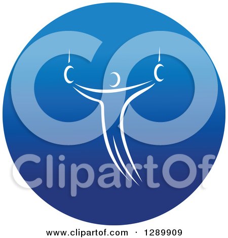 Clipart of a White Athlete Gymnast on the Rings in a Round Blue Icon - Royalty Free Vector Illustration by Vector Tradition SM
