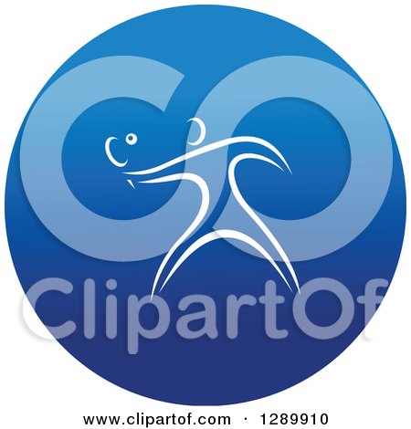 Clipart of a White Athlete Playing Ping Pong in a Round Blue Icon - Royalty Free Vector Illustration by Vector Tradition SM