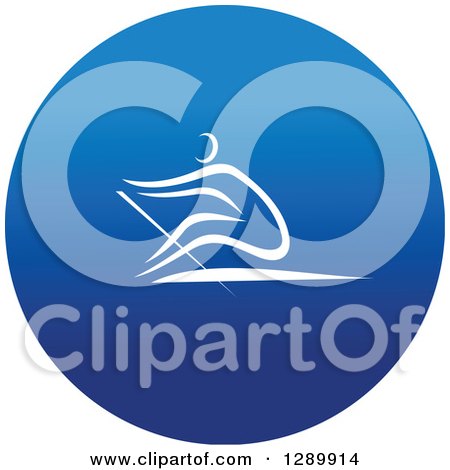 Clipart of a White Athlete Rowing in a Round Blue Icon - Royalty Free Vector Illustration by Vector Tradition SM