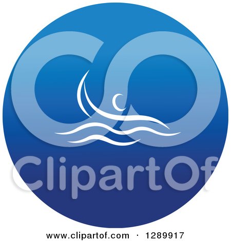 Clipart of a White Athlete Swimming in a Round Blue Icon - Royalty Free Vector Illustration by Vector Tradition SM