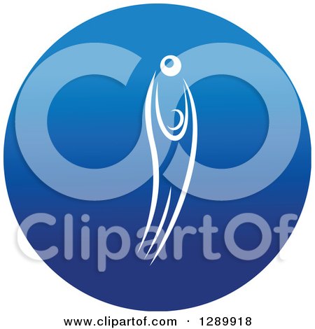 Clipart of a White Athlete Playing Basketball or Volleyball in a Round Blue Icon - Royalty Free Vector Illustration by Vector Tradition SM