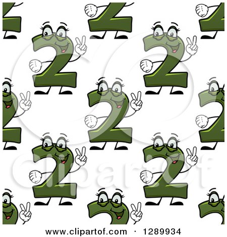 Clipart of a Seamless Background Pattern of Happy Number Two Characters - Royalty Free Vector Illustration by Vector Tradition SM