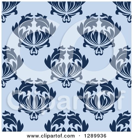 Clipart of a Background Pattern of Seamless Blue Vintage Floral - Royalty Free Vector Illustration by Vector Tradition SM