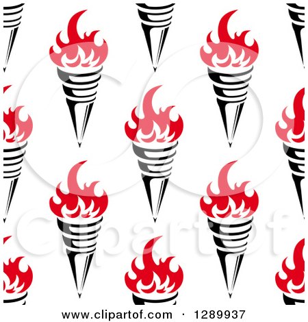 Clipart of a Seamless Background Pattern of Red and Black Torches - Royalty Free Vector Illustration by Vector Tradition SM