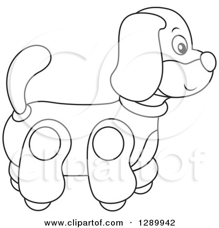 Clipart of a Black and White Rolling Dog Toy - Royalty Free Vector Illustration by Alex Bannykh