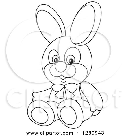 Clipart of a Black and White Stuffed Rabbit Toy - Royalty Free Vector Illustration by Alex Bannykh