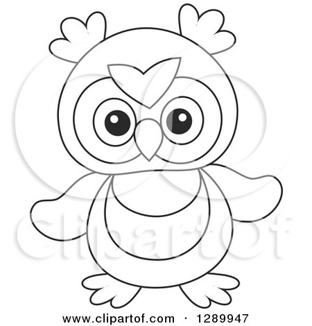 Clipart of a Black and White Cute Owl Toy - Royalty Free Vector Illustration by Alex Bannykh