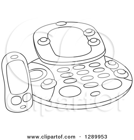Clipart of a Black and White Childs Fax Machine Toy - Royalty Free Vector Illustration by Alex Bannykh