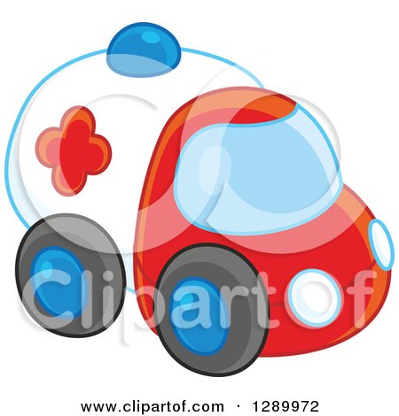 Clipart of a Toy Car Ambulance - Royalty Free Vector Illustration by Alex Bannykh
