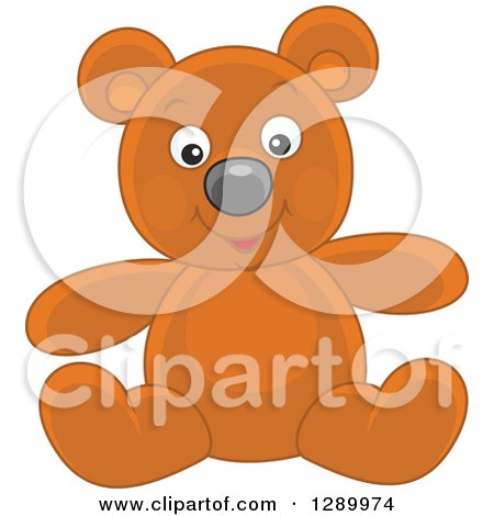 Clipart of a Happy Stuffed Teddy Bear Toy - Royalty Free Vector Illustration by Alex Bannykh