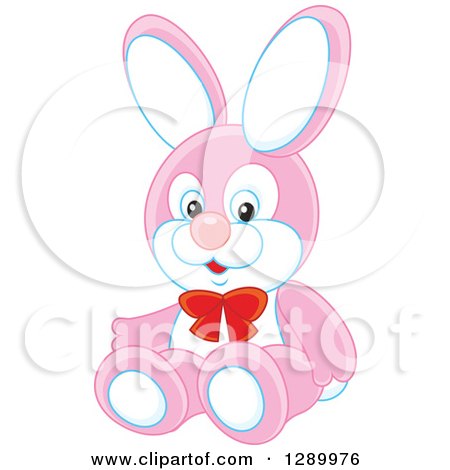 Clipart of a Stuffed Pink and White Rabbit Toy - Royalty Free Vector Illustration by Alex Bannykh