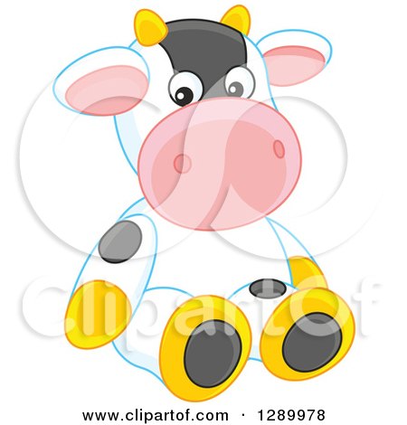 Clipart of a Cute Stuffed Animal Cow Toy - Royalty Free Vector Illustration by Alex Bannykh