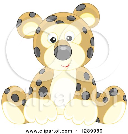 Clipart of a Cute Sitting Leopard Stuffed Animal Toy - Royalty Free Vector Illustration by Alex Bannykh