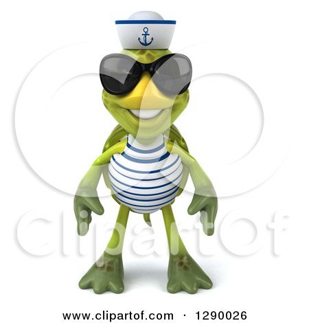 Clipart of a 3d Tortoise Turtle Sailor Wearing Sunglasses - Royalty Free Illustration by Julos