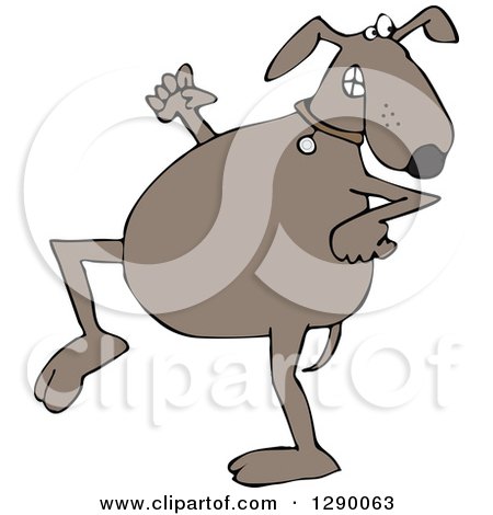 Clipart of a Sneaky Brown Dog Looking Back over His Shoulder - Royalty Free Vector Illustration by djart