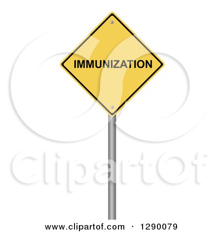 Clipart of a 3d Yellow IMMUNIZATION Warning Sign on White - Royalty Free Illustration by oboy