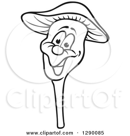 Clipart of a Black and White Boletus Mushroom - Royalty Free Vector Illustration by dero