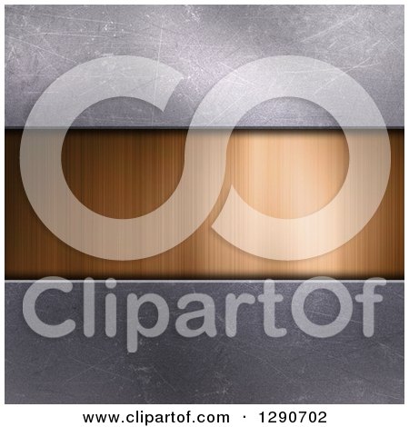 Clipart of a 3d Gold Brushed Metal Plaque and Concrete - Royalty Free Illustration by KJ Pargeter