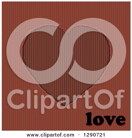 Clipart of a Valentine Heart Corrugated Cardboard Background with Love Text - Royalty Free Vector Illustration by elaineitalia