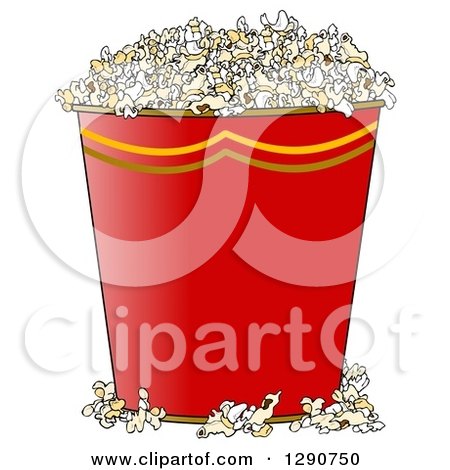 Clipart of a Gradient Red Bucket of Popcorn - Royalty Free Illustration by djart