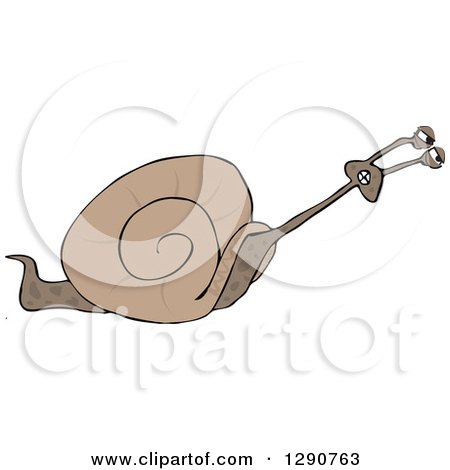 Clipart of a Slow Brown Snail Struggling to Move Faster - Royalty Free Vector Illustration by djart