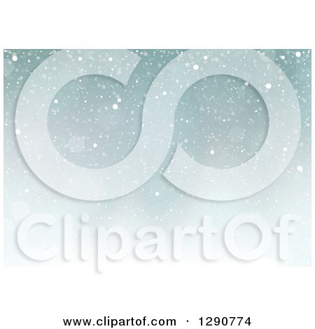 Clipart of a Background of Snow and Flares on Blue - Royalty Free Vector Illustration by dero