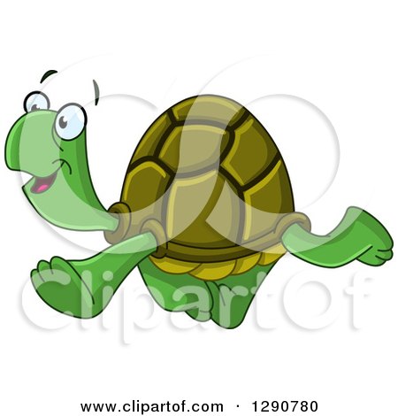 Clipart of a Happy Tortoise Walking to the Left - Royalty Free Vector Illustration by yayayoyo
