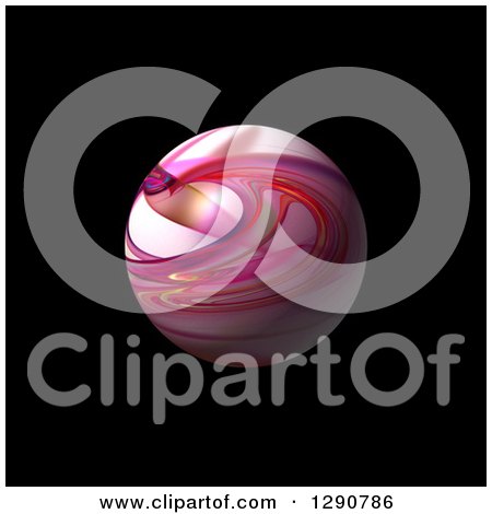 Clipart of a 3d Pink Fractal Sphere on Black - Royalty Free Illustration by oboy