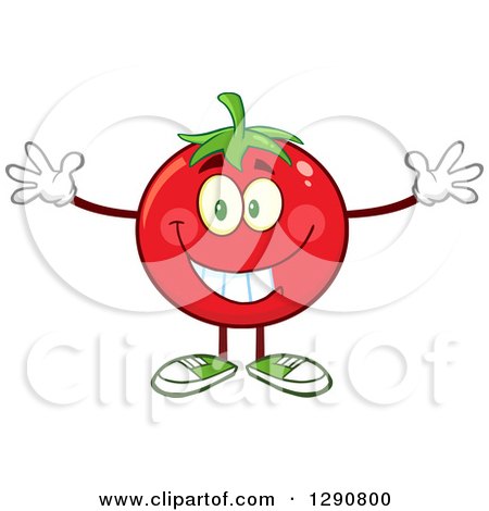 Clipart of a Happy Tomato Character Welcoming - Royalty Free Vector Illustration by Hit Toon