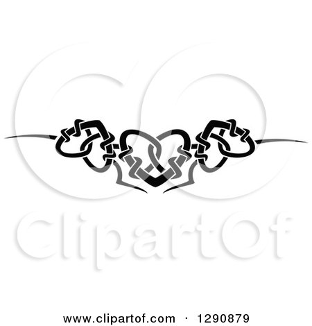 Clipart of a Black and White Tribal Heart Border Design 2 - Royalty Free Vector Illustration by Vector Tradition SM