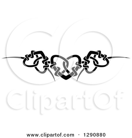 Clipart of a Black and White Tribal Heart Border Design 3 - Royalty Free Vector Illustration by Vector Tradition SM
