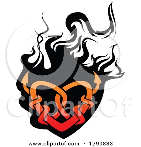 Clipart of a Gradient Red Tribal Heart over Black Flames 3 - Royalty Free Vector Illustration by Vector Tradition SM