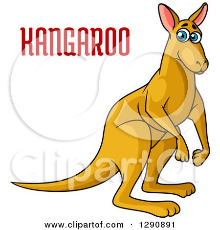 Clipart of a Cartoon Blue Eyed Kangaroo with Text - Royalty Free Vector Illustration by Vector Tradition SM