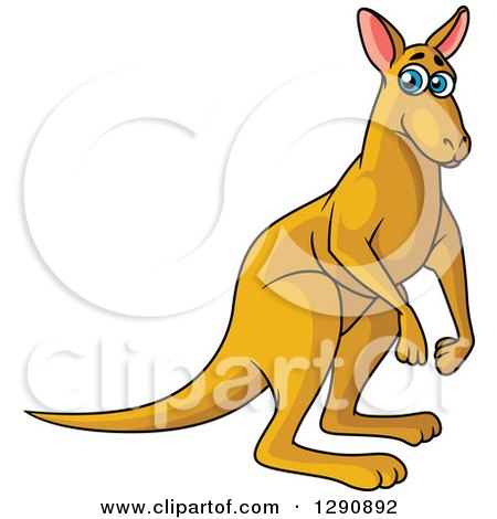 Clipart of a Cartoon Blue Eyed Kangaroo - Royalty Free Vector Illustration by Vector Tradition SM