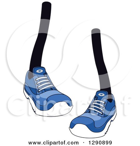 Clipart of a Pair of Legs Wearing Blue Tennis Shoes 4 - Royalty Free Vector Illustration by Vector Tradition SM