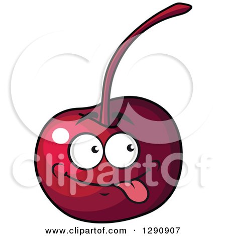 Clipart of a Goofy Cherry Character Sticking His Tongue out - Royalty Free Vector Illustration by Vector Tradition SM