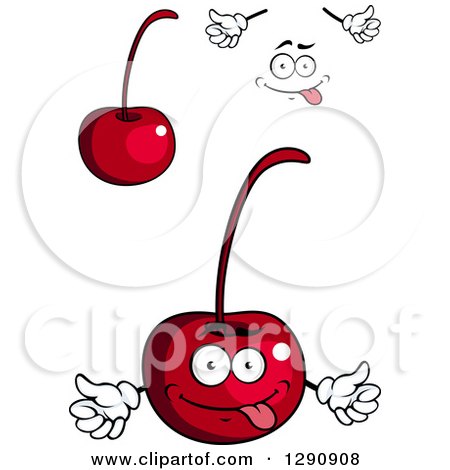 Clipart of Cherries, a Face and Hands - Royalty Free Vector Illustration by Vector Tradition SM